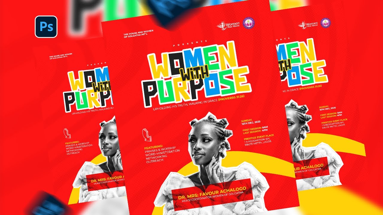 MINIMAL WOMEN’S CONFERENCE FLYER DESIGN | PHOTOSHOP TUTORIAL