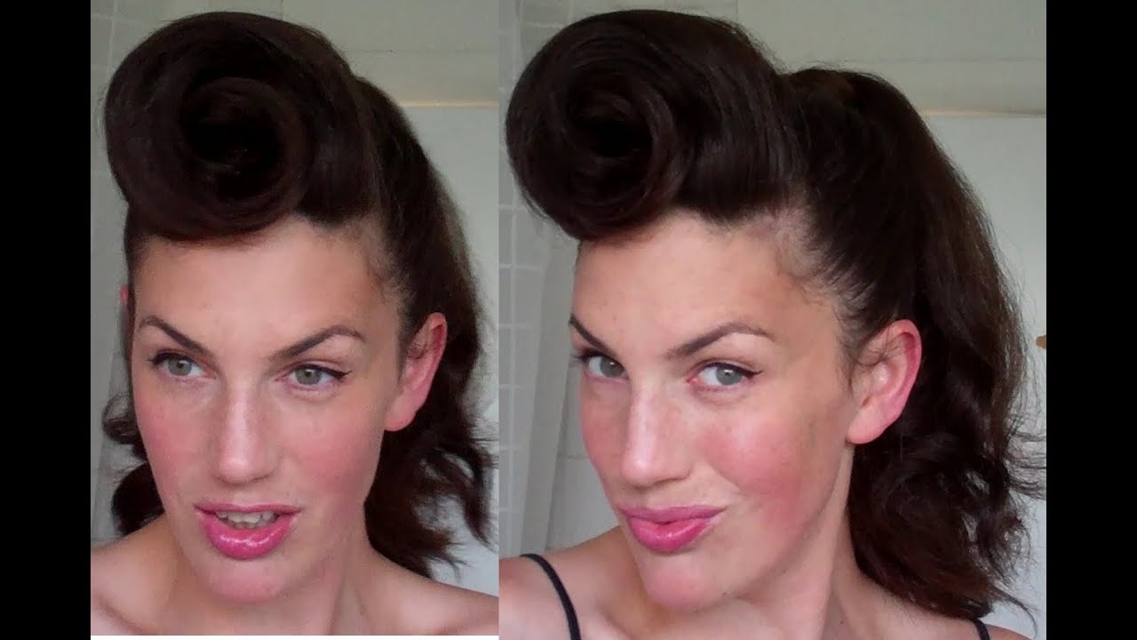How to Rockabilly Roll hairstyle tutorial 40's 50's pinup hair  - Fitfully Vintage