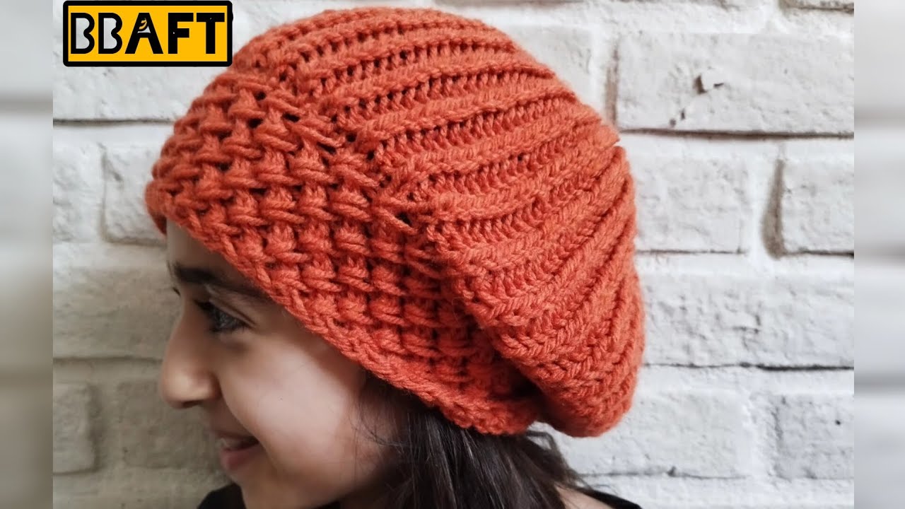 آموزش بافت کلاه شل دومیل، knitting hat,