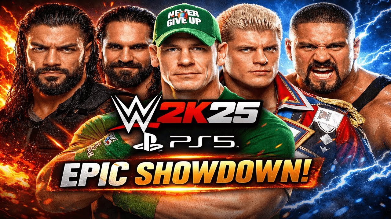 5 SUPERSTARS • 1 RING🔥ROMAN vs SETH vs CENA vs CODY vs BRON  ONLY ONE SURVIVES 💥@WWE2k25 PS5#wwe 🎮