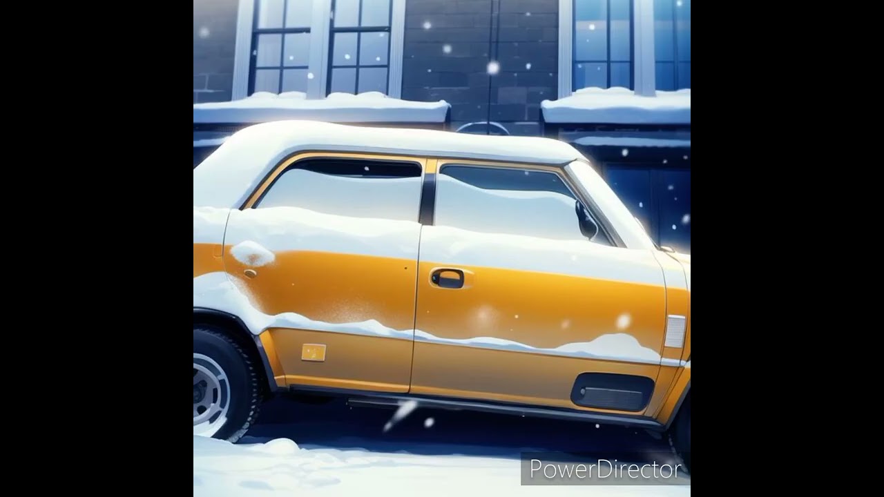 the anime girl and her car in the winter