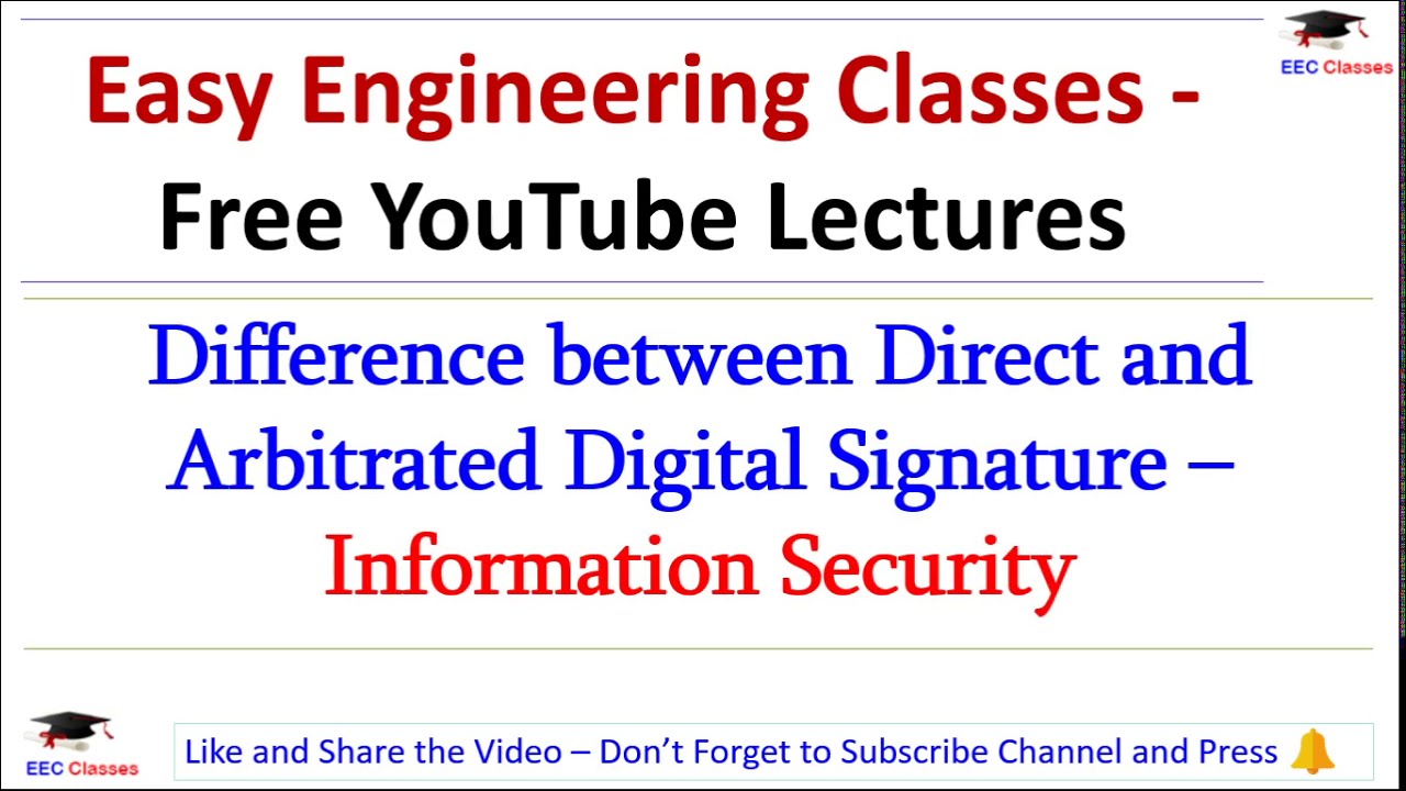 Difference between Direct and Arbitrated Digital Signature | Information Security Lectures Hindi