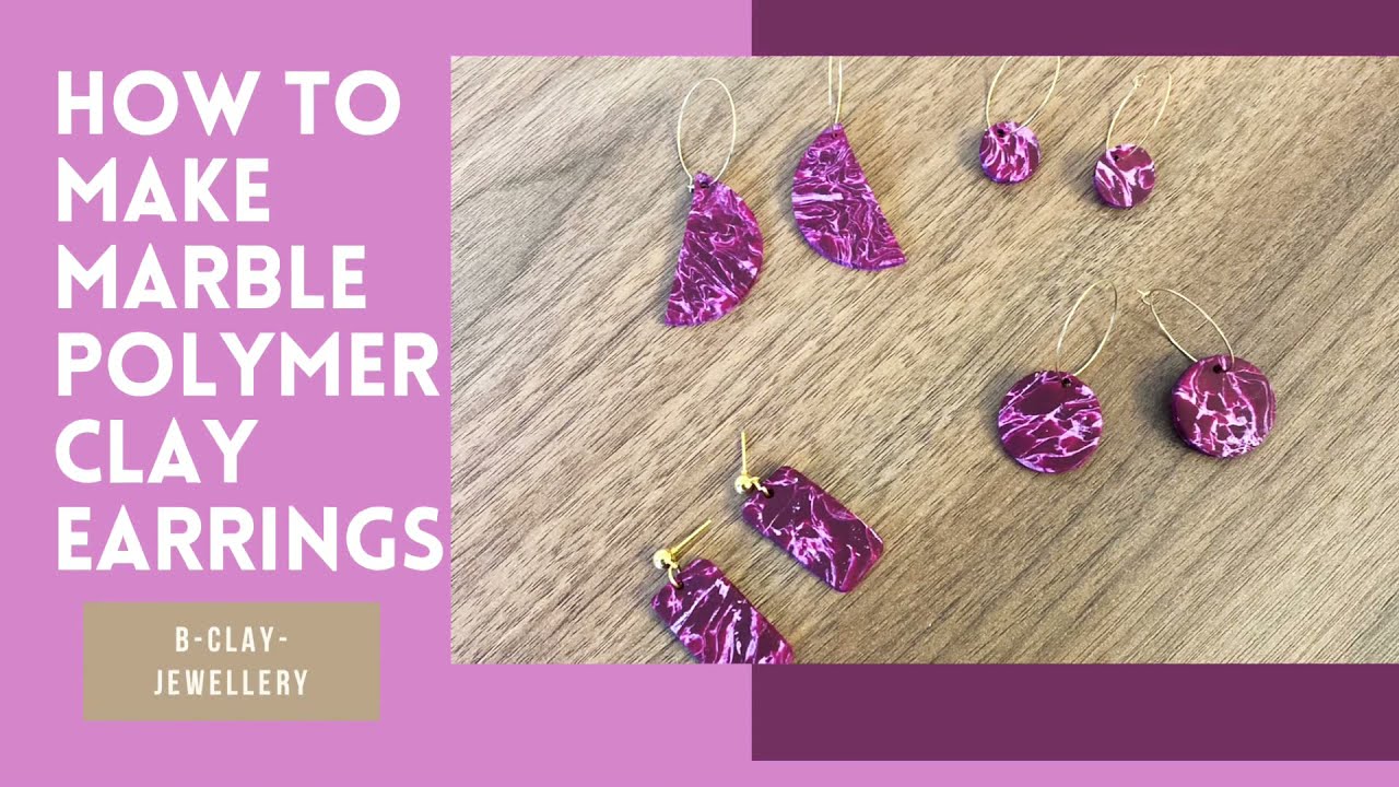 DIY, How to Make Marble Polymer Clay Earrings, Mermer Desen Polimer Kil K&uuml;pe Yapımı