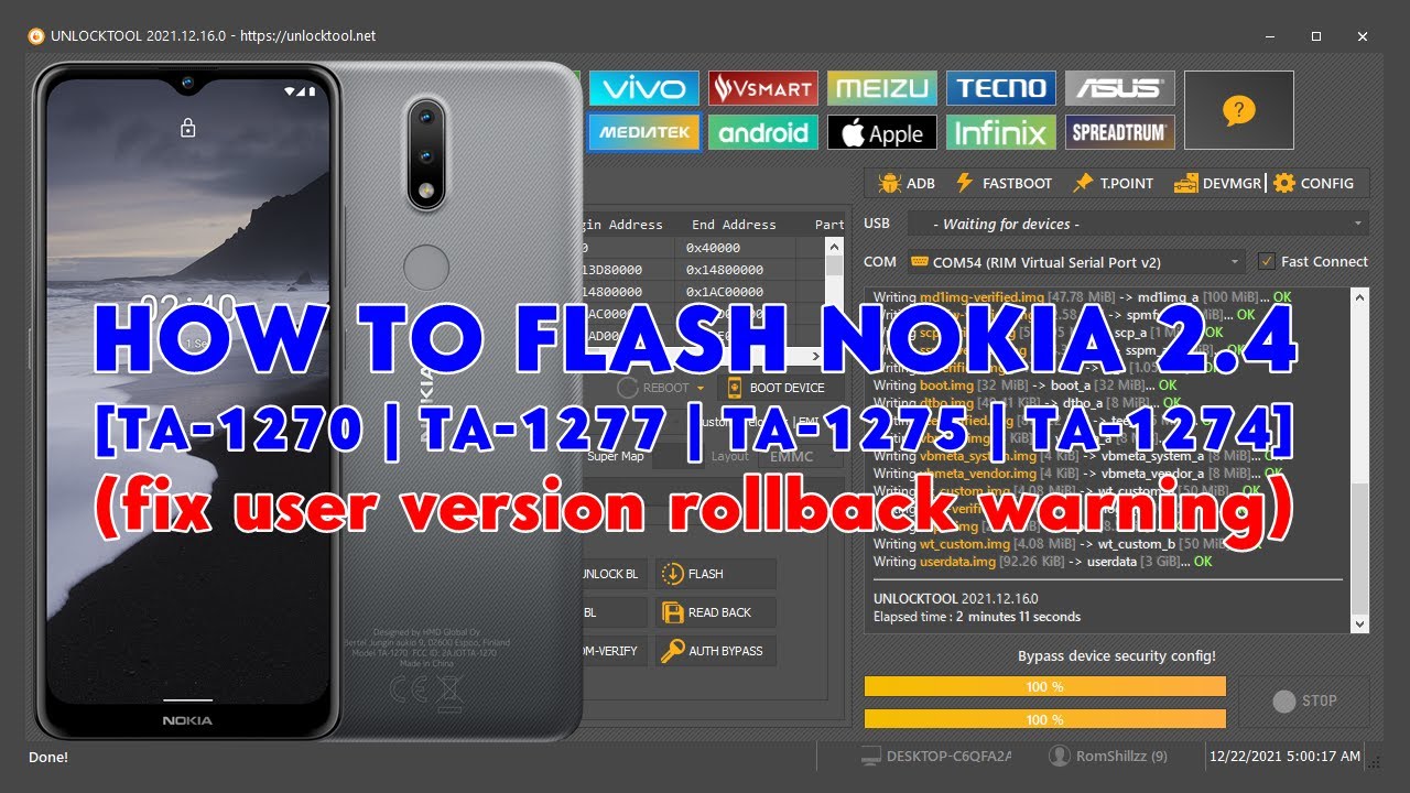 How To Flash Nokia 2.4 [TA-1270 | TA-1277 | TA-1275 | TA-1274] Using UnlockTool - [romshillzz]