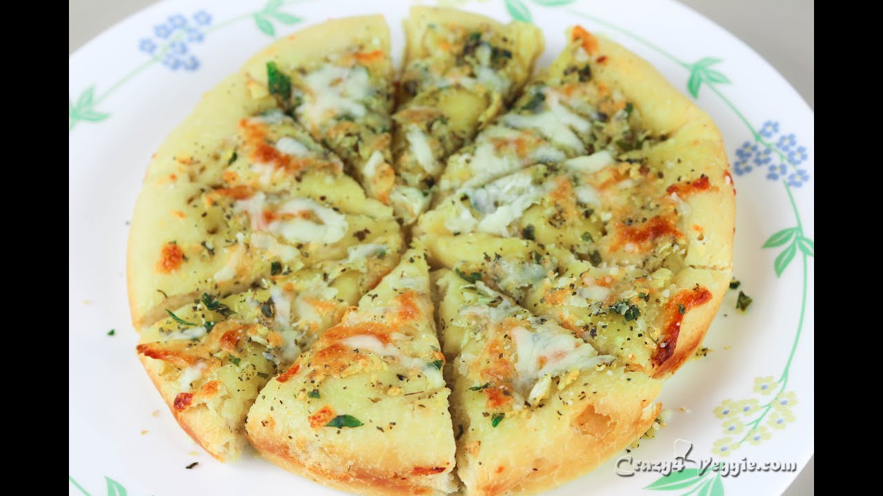 Herb garlic bread from scratch with hindi subtitle | eggless | yeast free by crazy4veggie.com