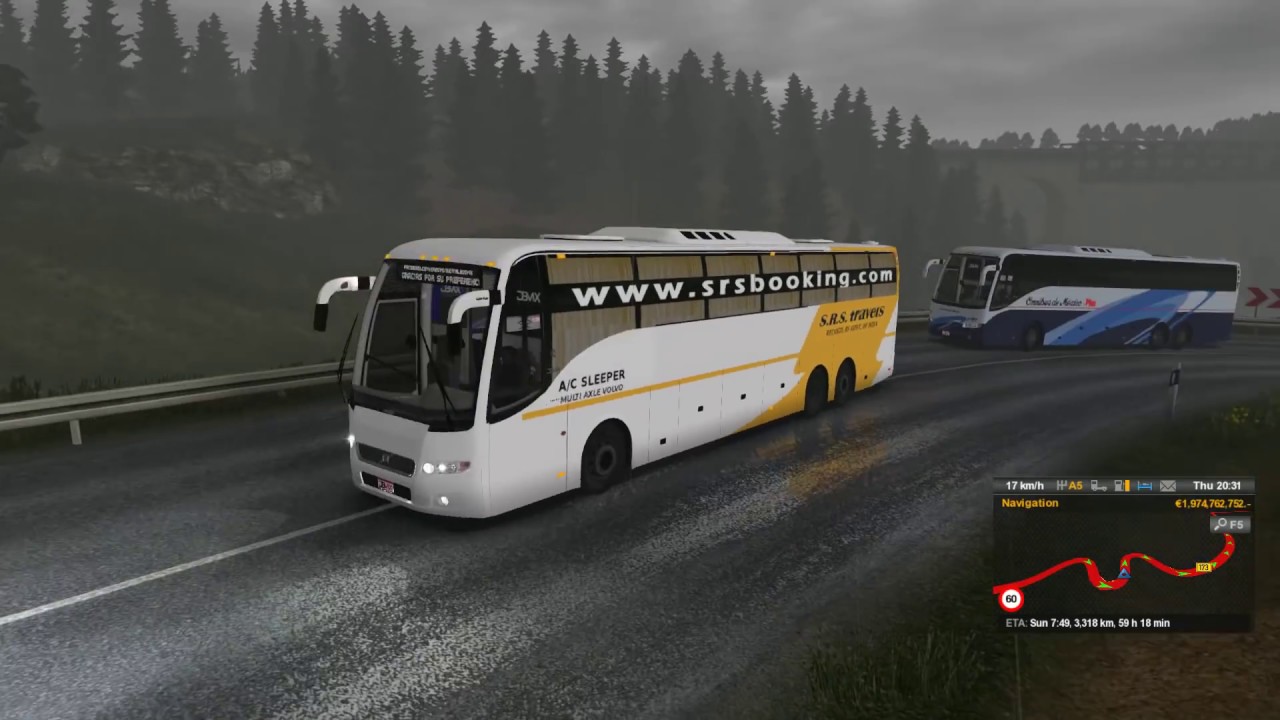 🔴 [ETS 2 Indian Bus Mod] - S.R.S Travels B11R Volvo Sleeper - Euro Truck Simulator 2