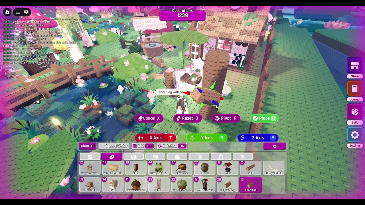 Using Pivot (F) in FrogPond @Roblox (Easy Tree build)