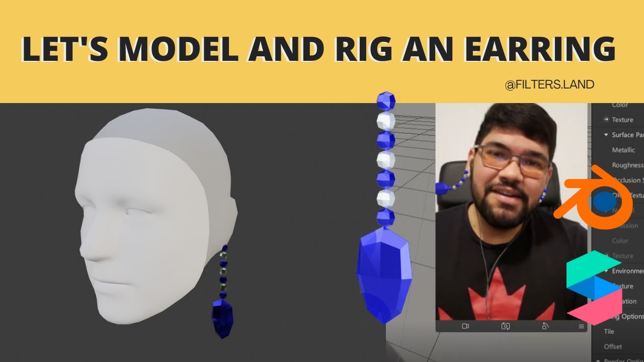 How to rig and add movement to an earring [Tutorial in English] - Spark AR and Blender