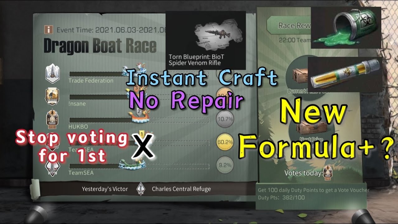 Lifeafter Dragon Boat Race Guide, BioT Formula changes, Camp Patrol Tip, New Reagent/Film