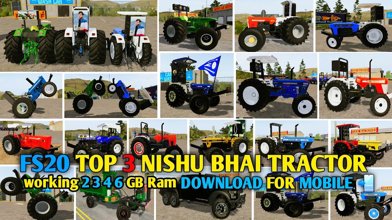fs20 indian tractor mod || top 3 Nishu Bhai tractor 🚜 || download link #fs20