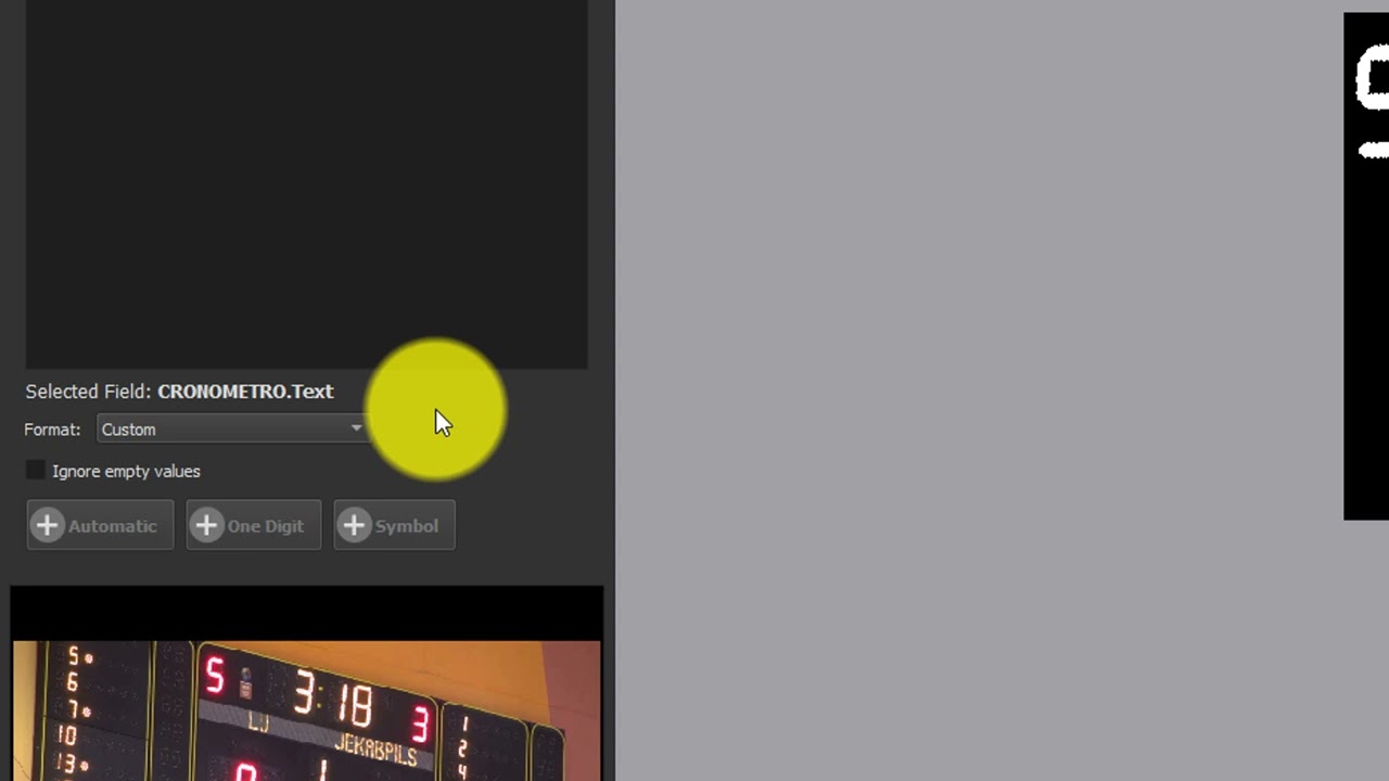 Placar eletrônico e cronômetro físico dentro do vMix em modo gráfico no título, Scoreboard OCR