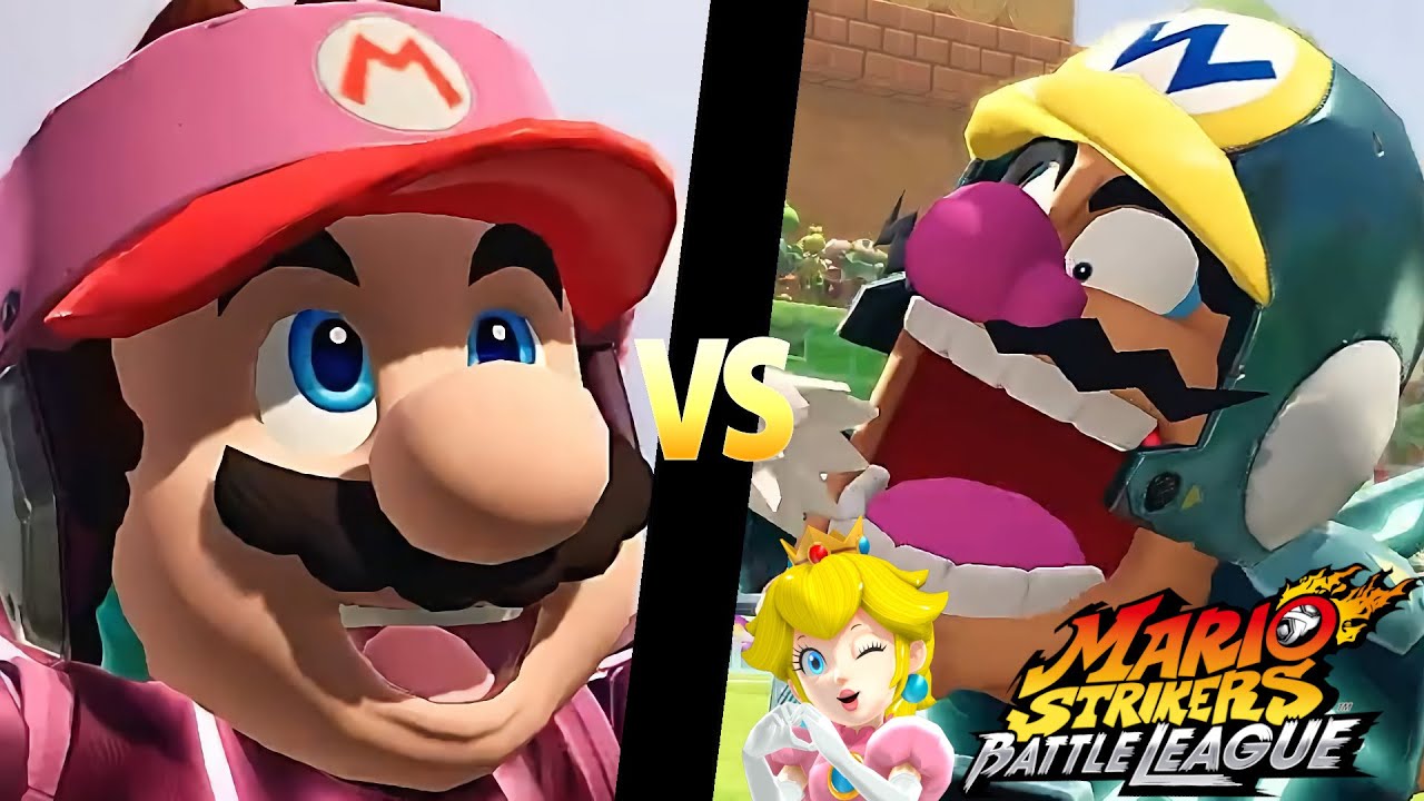Mario Strikers Battle League Team Mario vs Team Wario in Mushroom Hill