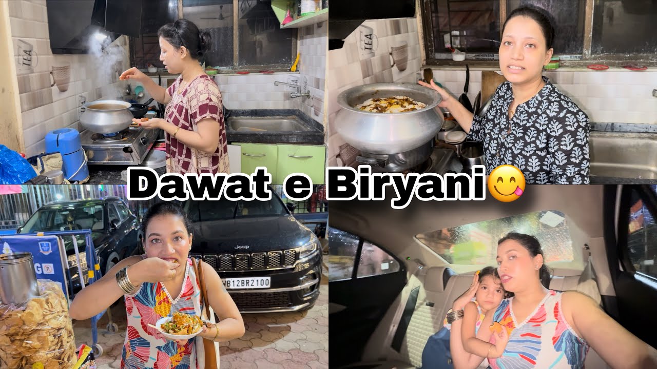 Sasural walo k liye banaya biryani😋 pandal dekhne gaye ho gaya barish🙂‍↕️