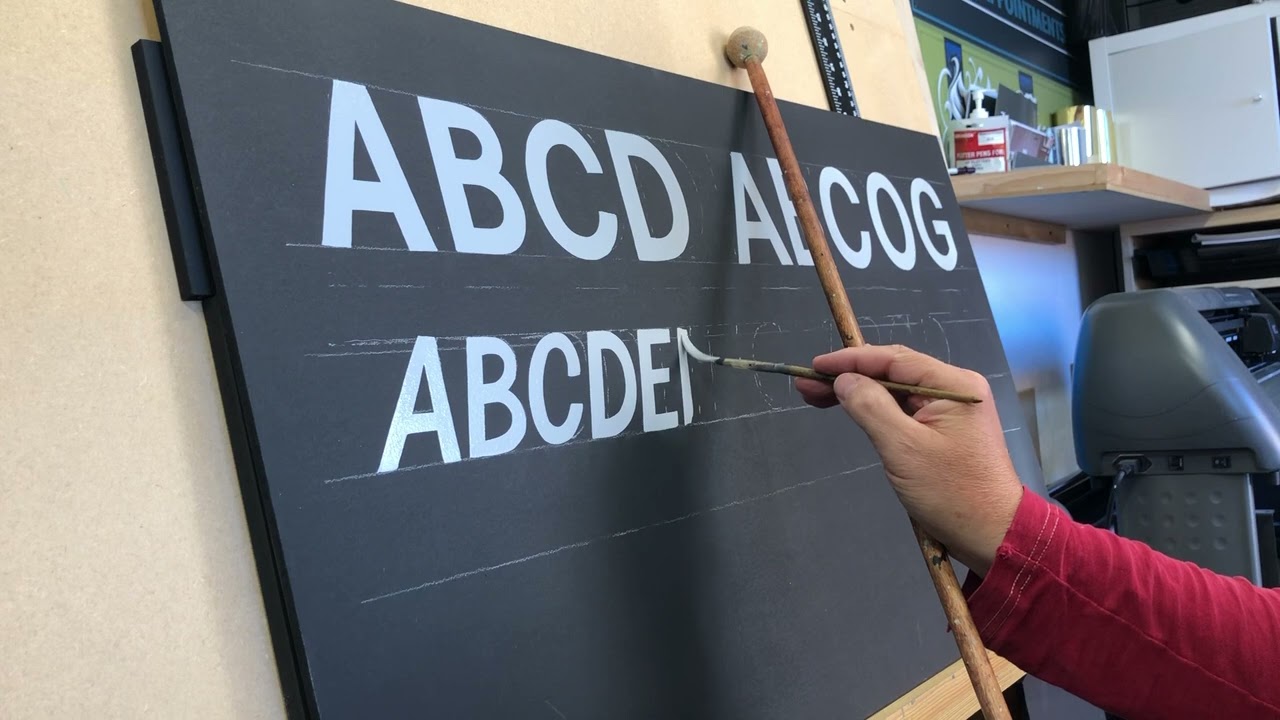 Freehand traditional Signwriting Italic Block and simple Roman lettering