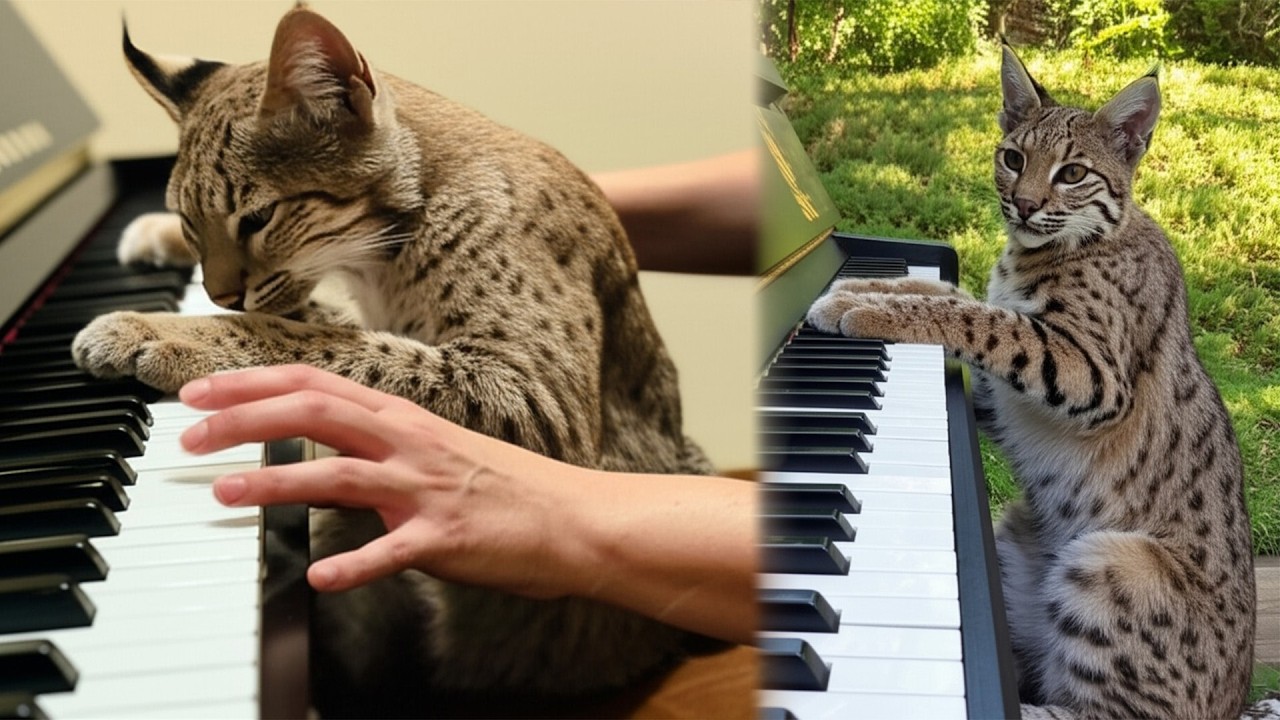 Rescued Bobcat Falls in Love with Piano—He Won't Let Them Stop Playing