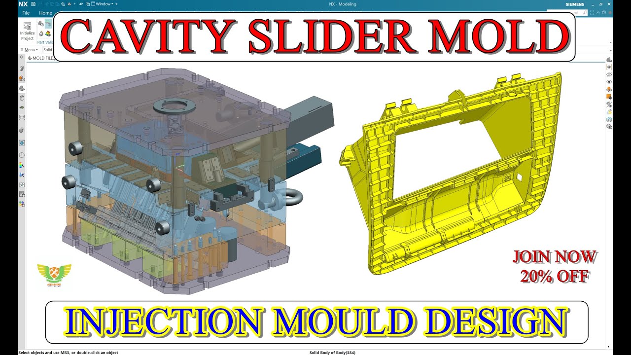 PLASTIC INJECTION MOULD DESIGN TUTORIAL | Cavity Slider design in Plastic mold design #cimdesign
