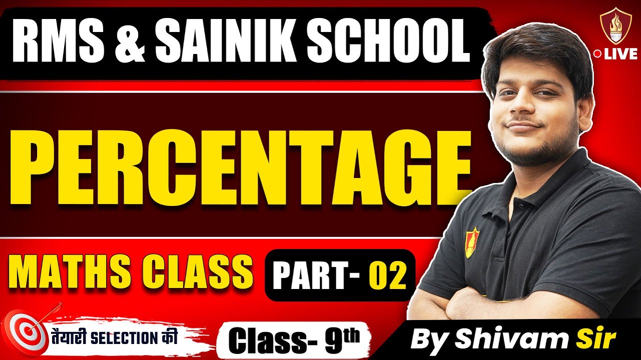 RMS Maths 2025 | Percentage | Sainik School Entrance Exam Class 9 | Shivam Sir Math