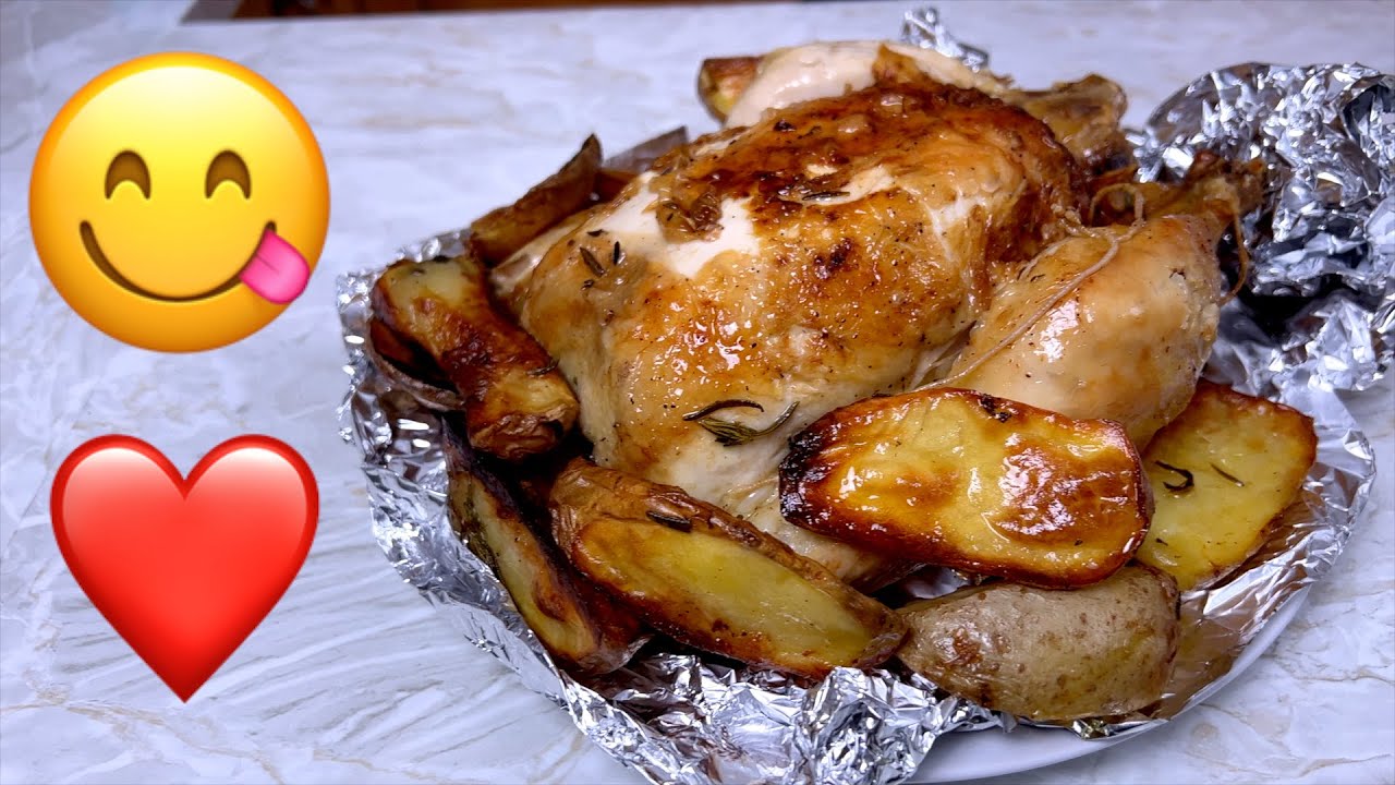 Pollo arrosto con patate facile e veloce in friggitrice ad aria. Delizioso!!!