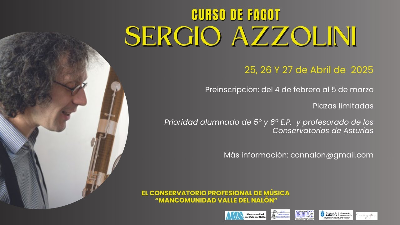 Curso de Fagot a cargo de Sergio Azzolini en el Conservatorio Profesional de de Música del Nalón