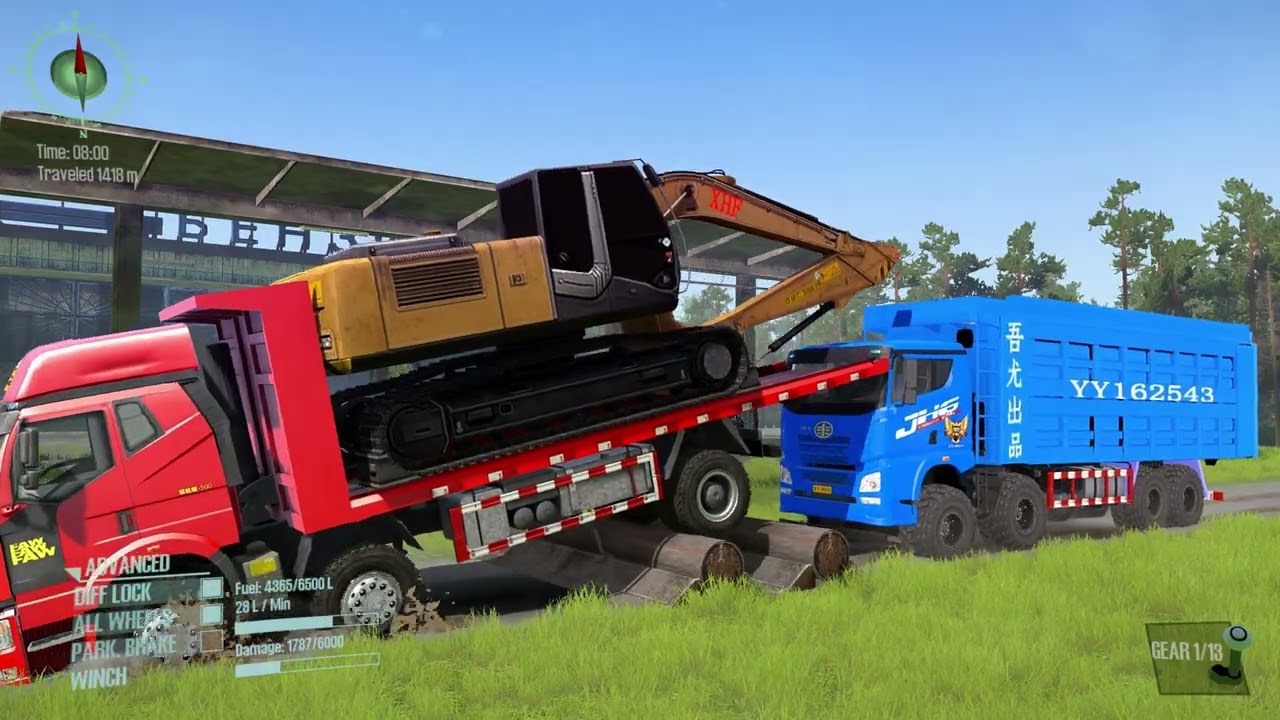 SpinTires: MudRunner GamePlay | Truck vs Extreme Broken Road with Speed Bumps | Ep.58 #MudRunner