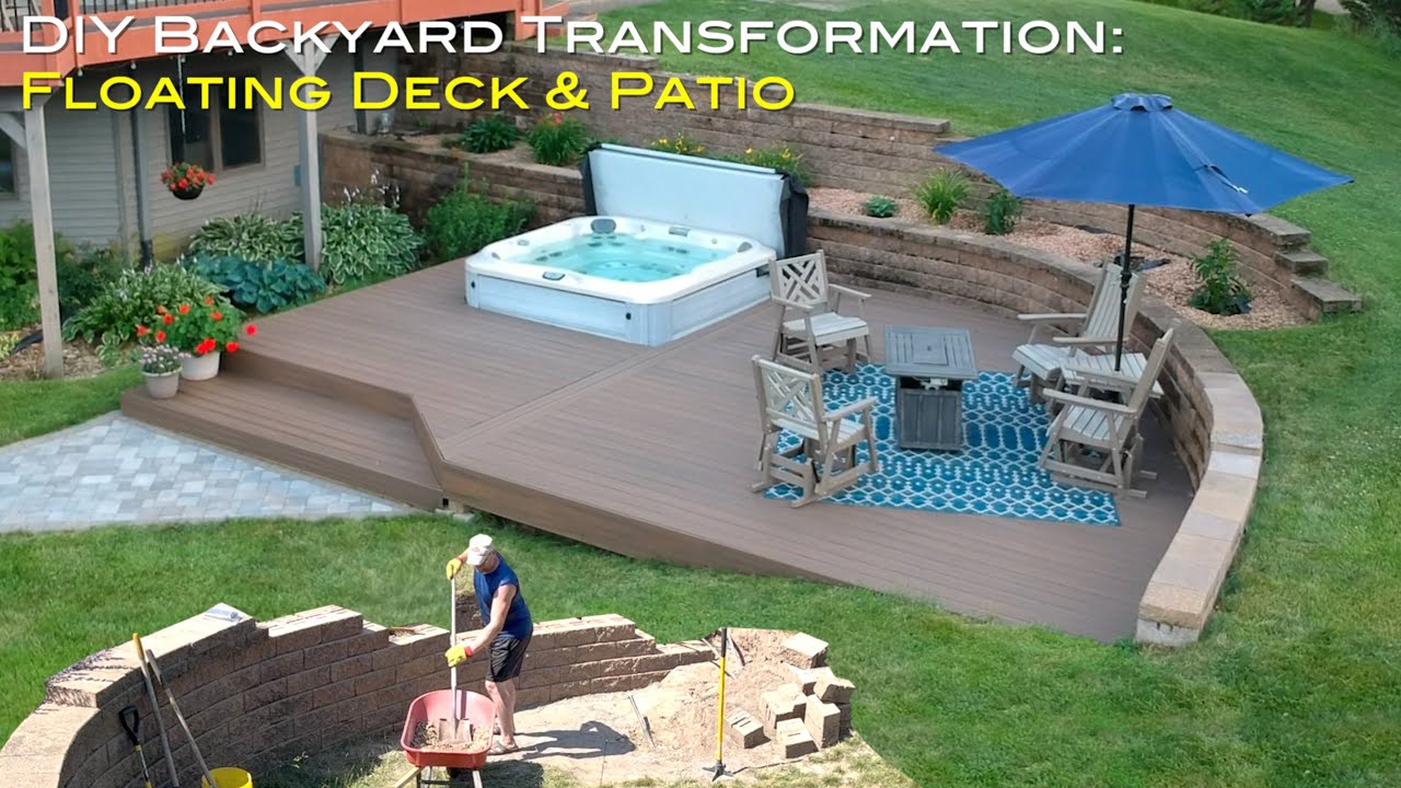 DIY Backyard Transformation: Floating Hot Tub Deck and Patio Addition