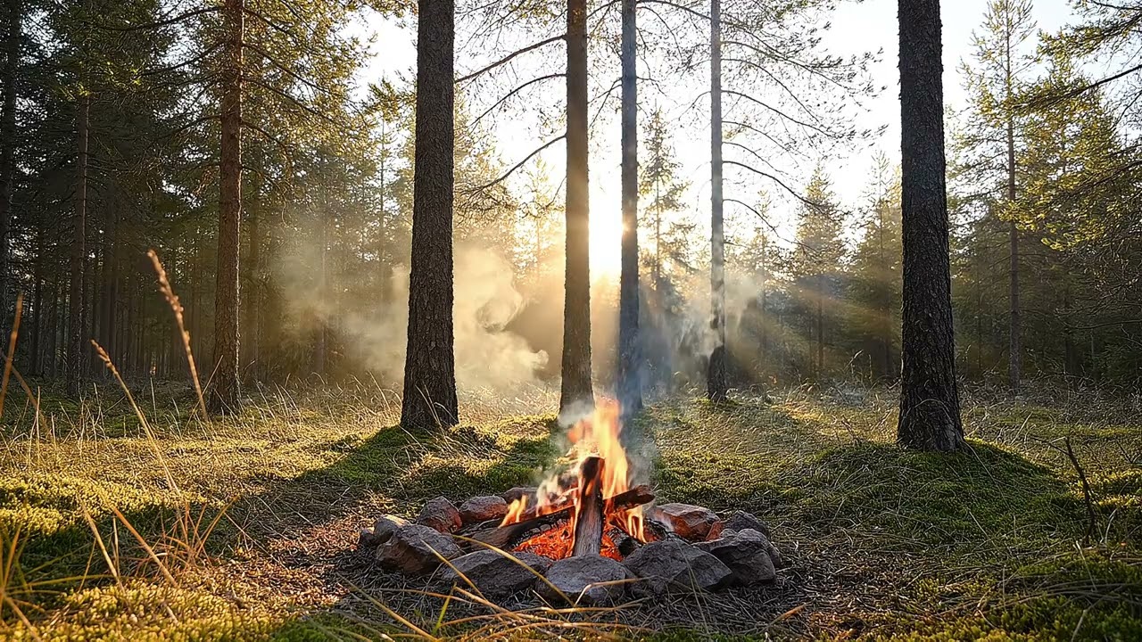 🔥 Morning Campfire Ambience – Relaxing Fire Sounds for Sleep, Study & Meditation (4K)