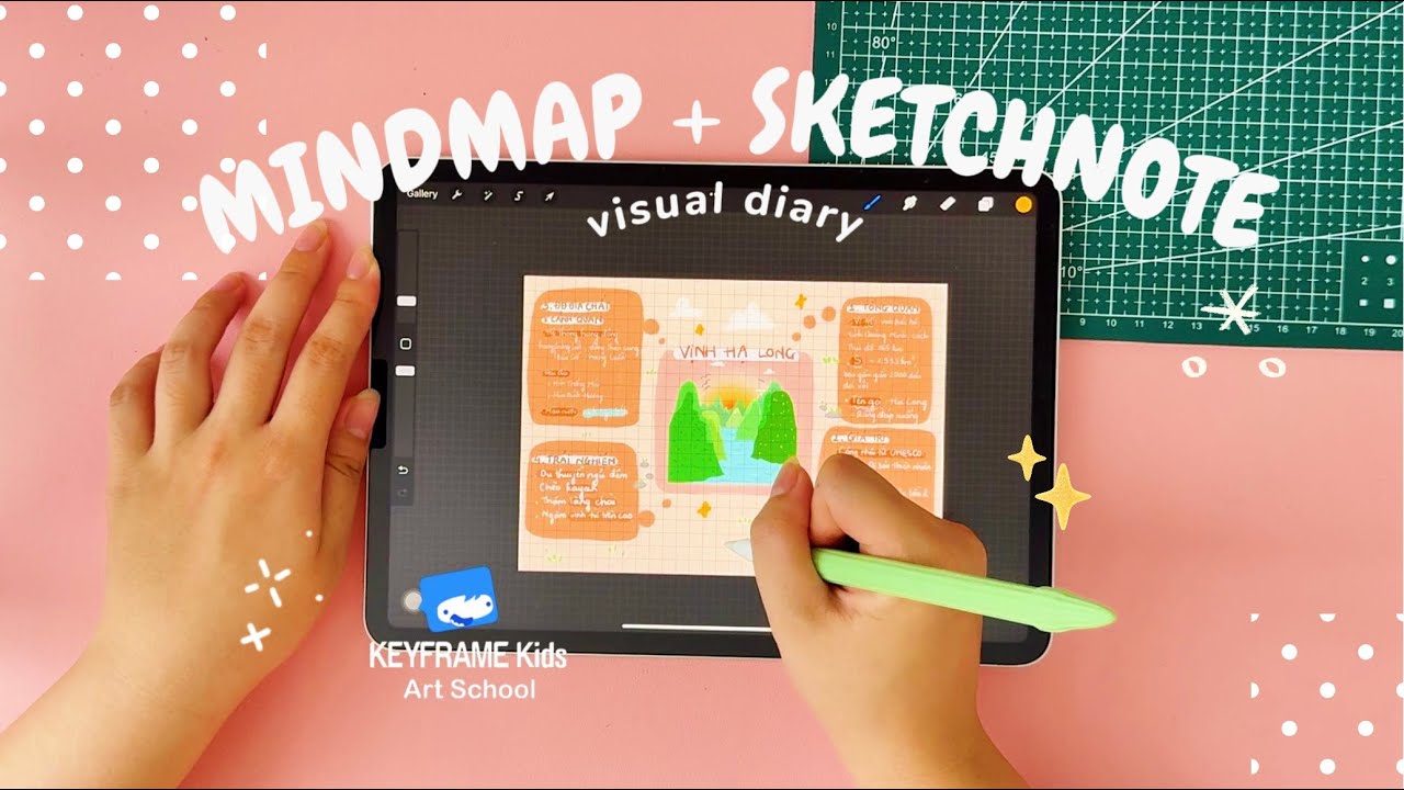 Vẽ Sơ đồ tư duy Mindmap Vịnh Hạ Long siêu đẹp & dễ nhớ trên Ipad | Học Sketchnote cùng Keyframe Kids