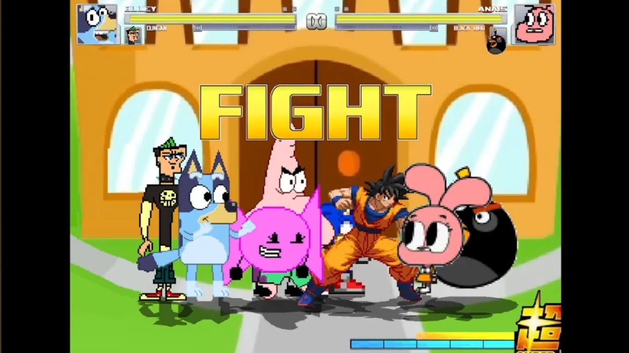 Bluey, Duncan, Bow & Patrick Star vs. Anais, Bomb, Son Goku & Sonic | M.U.G.E.N