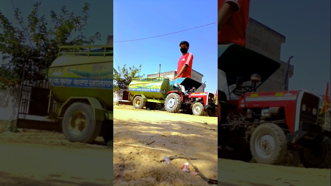 Jump From tractor Paani tankar 🪄😱 Jadu #creative #tractor #tractorvideo #shorts #ytshorts