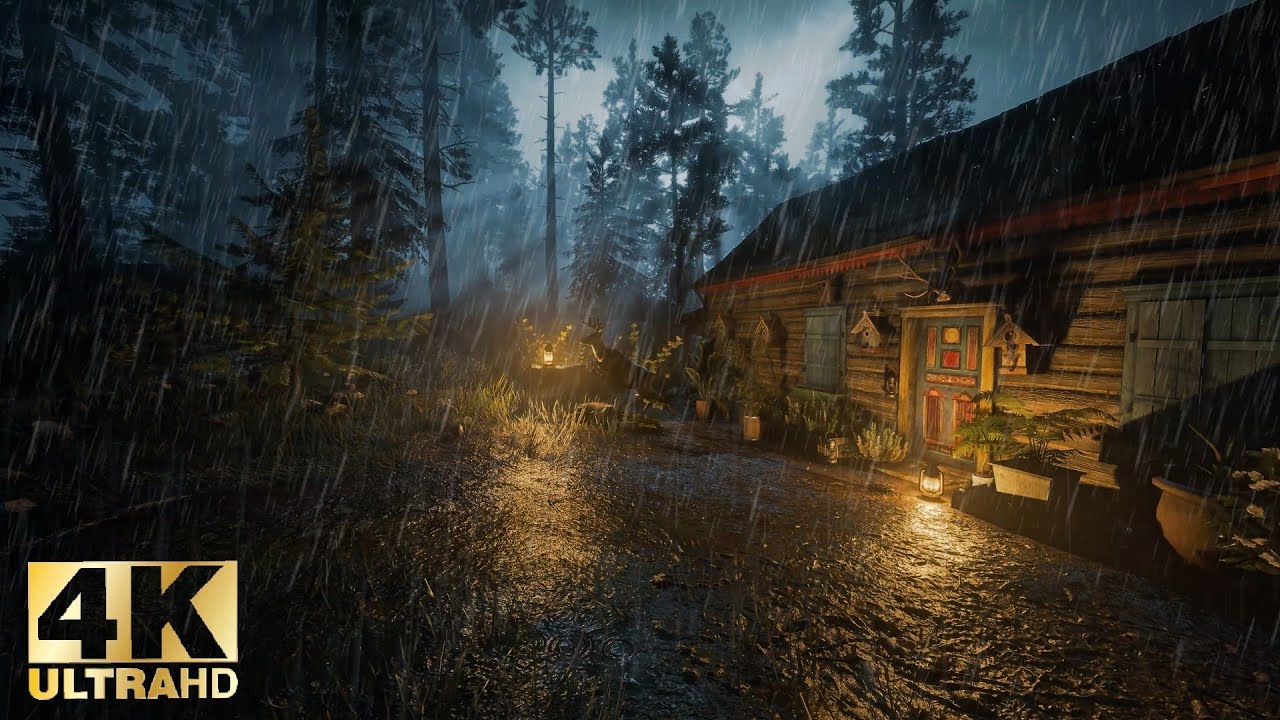 Shelter from the Storm in a Forest Hut 🌧️⚡ Rain & Thunder for Deep Sleep 10 Hours