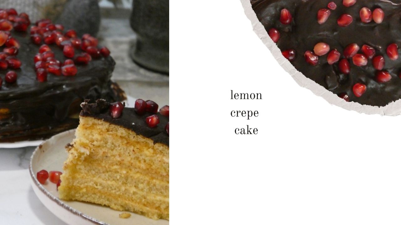 lemon crepe cake with chocolate