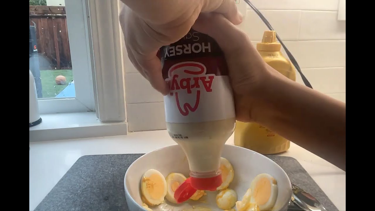 Cooking a egg salad sandwich!