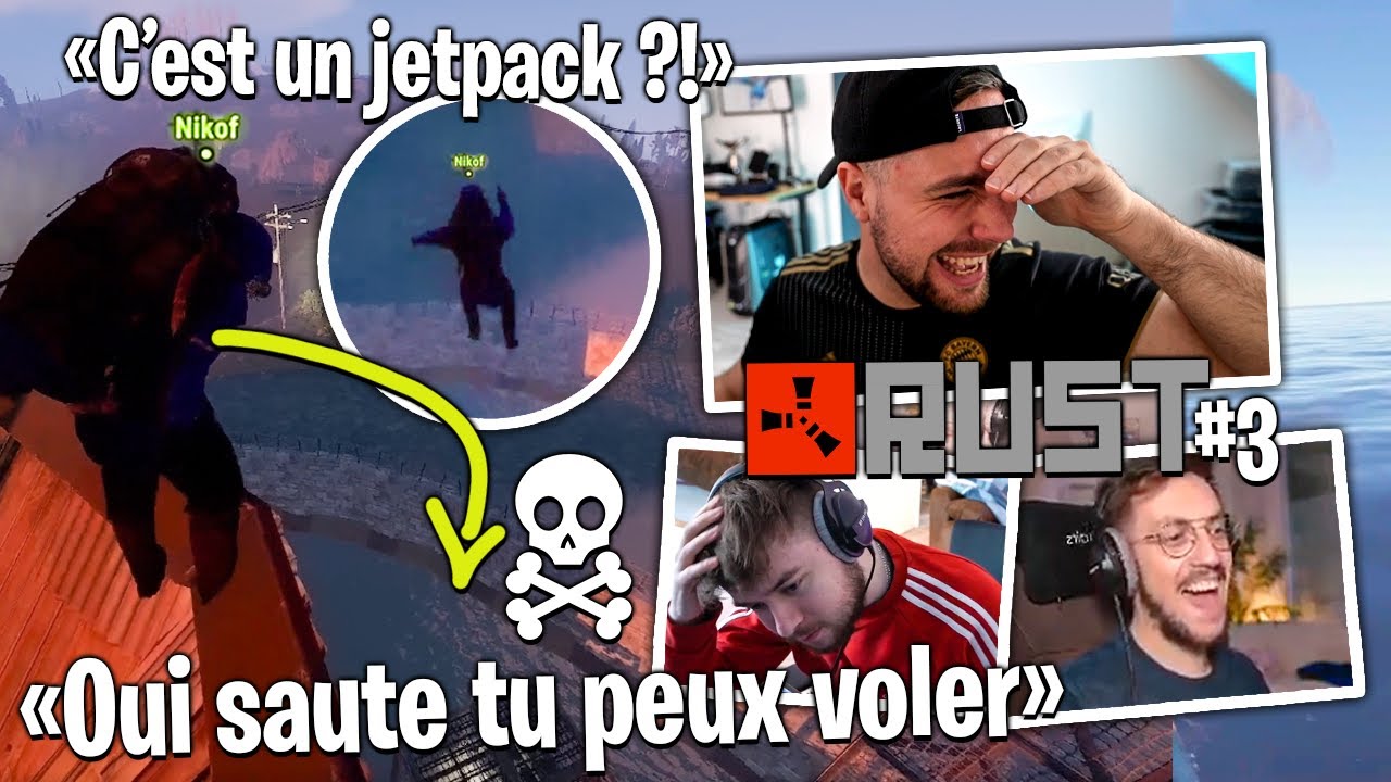 On fait croire à Nikof qu'un Jet pack existe il saute du toit et meurt... - Rust #3