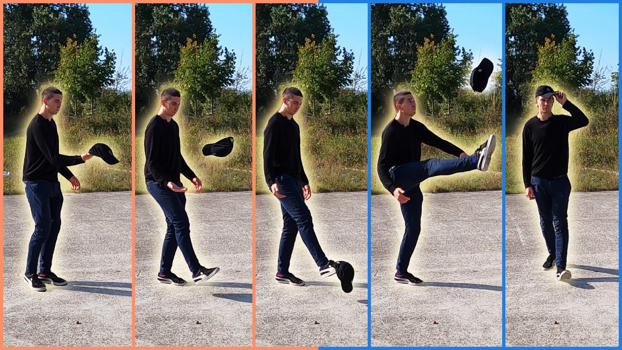 How to throw a hat to your foot then back to your head | Cap tricks