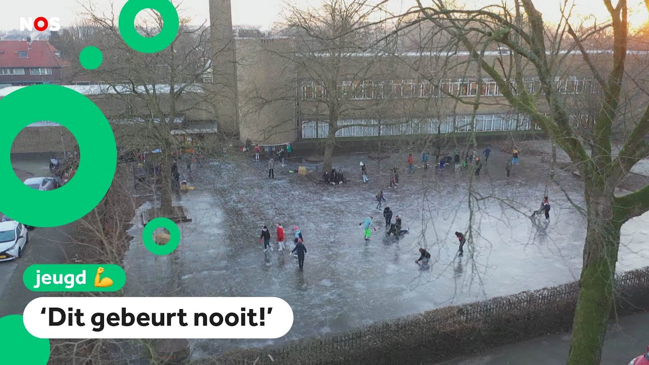 Schoolplein omgetoverd tot schaatsbaan ⛸️
