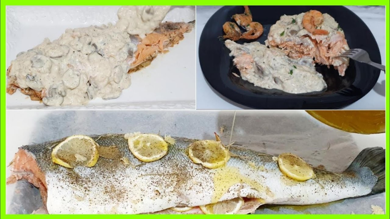 سمك السلمون في الفرن منسم بالأعشاب مرافق بصلصة بيضاء غاية في اللذة 😋 والأهم سهل وسريع التحضير 😌👌🏻