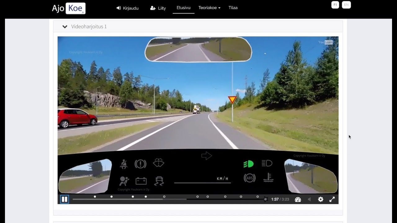 Teoriakoe harjoittelu, videoharjoitus | Finnish theory test
