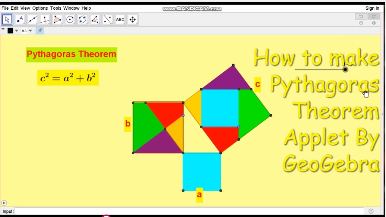 How to create Animation of Pythagoras Theorem by GeoGebra || Applet  by GeoGebra | GeoGebra tutorial