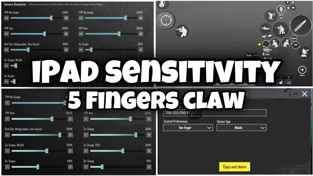 NEW SENSITIVITY FOR IPAD PLAYERS | 5 FINGERS CLAW PUBG MOBILE HANDCAM