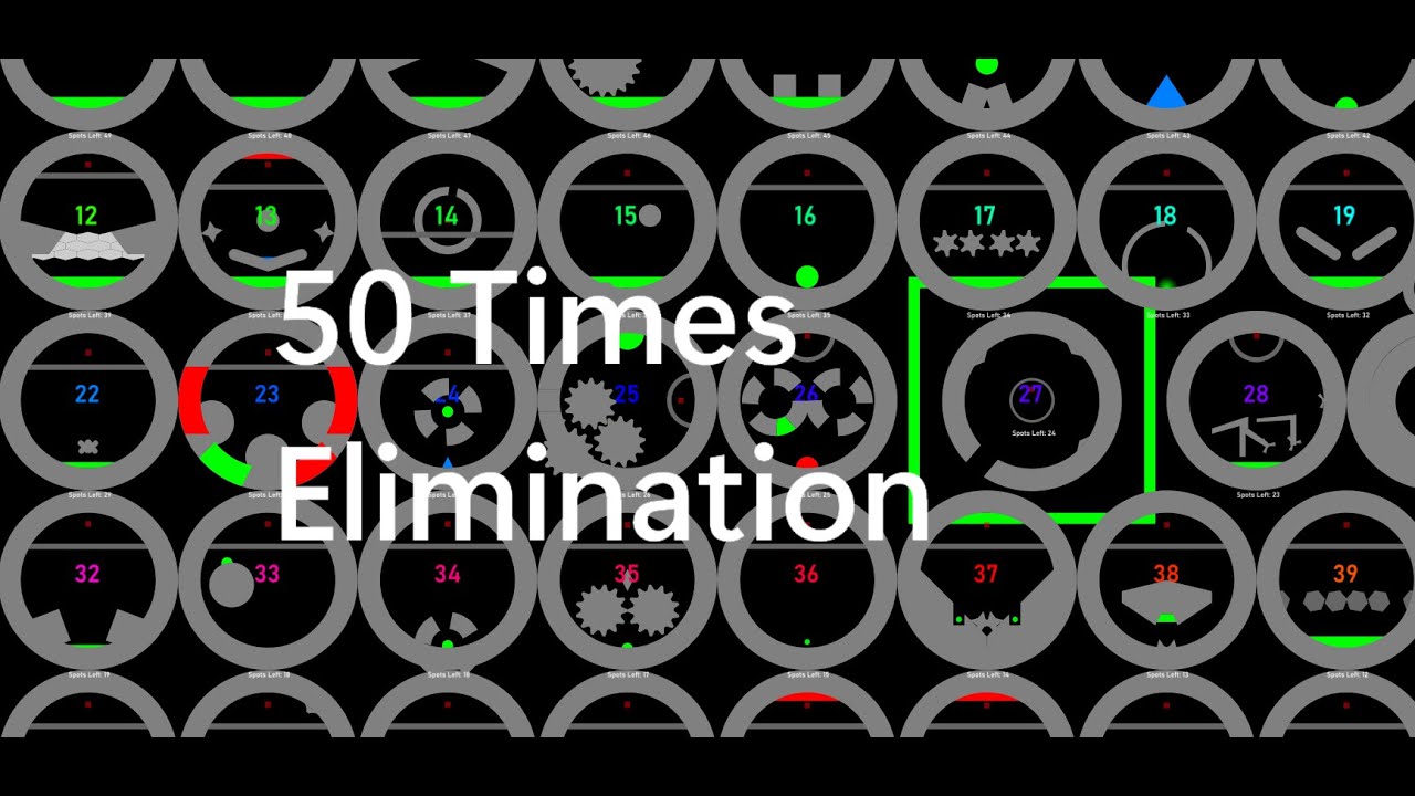 Mega: 50 Times Elimination Marble Race | Algodoo
