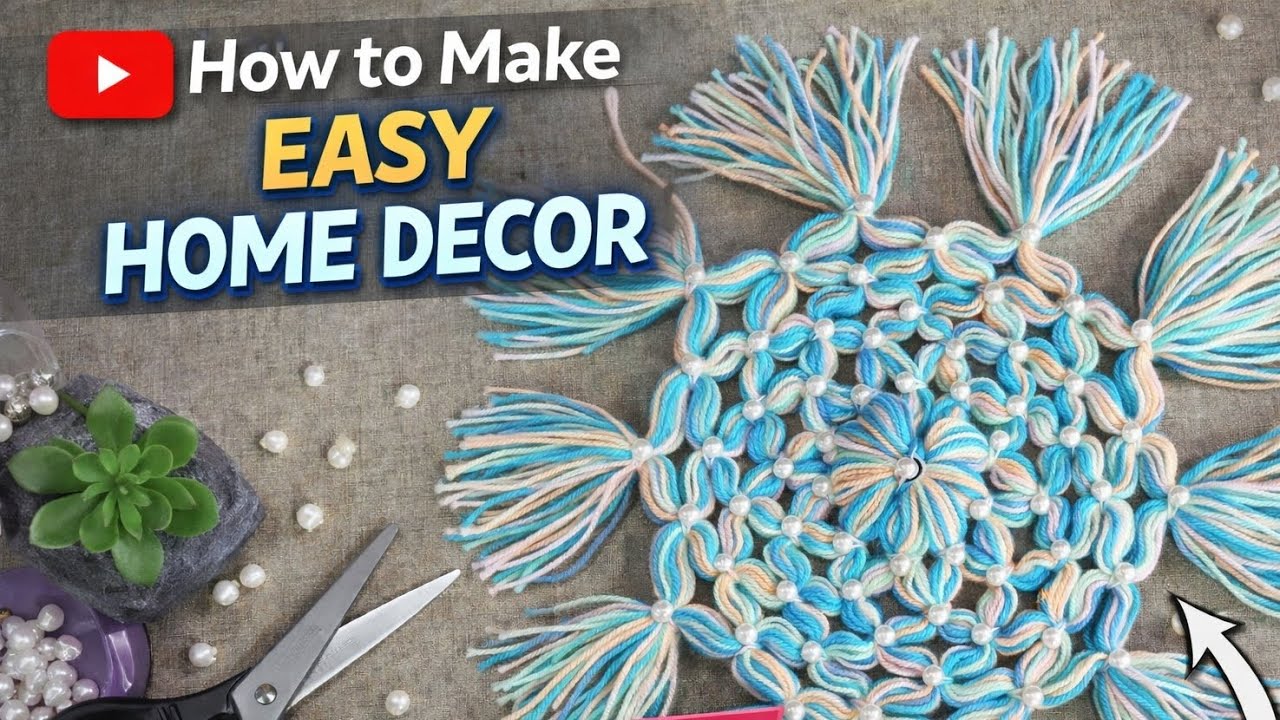 😱 Beautiful Table Mat Using Yarn & Pearls | Easy Handmade Home Decor | #youandArt 