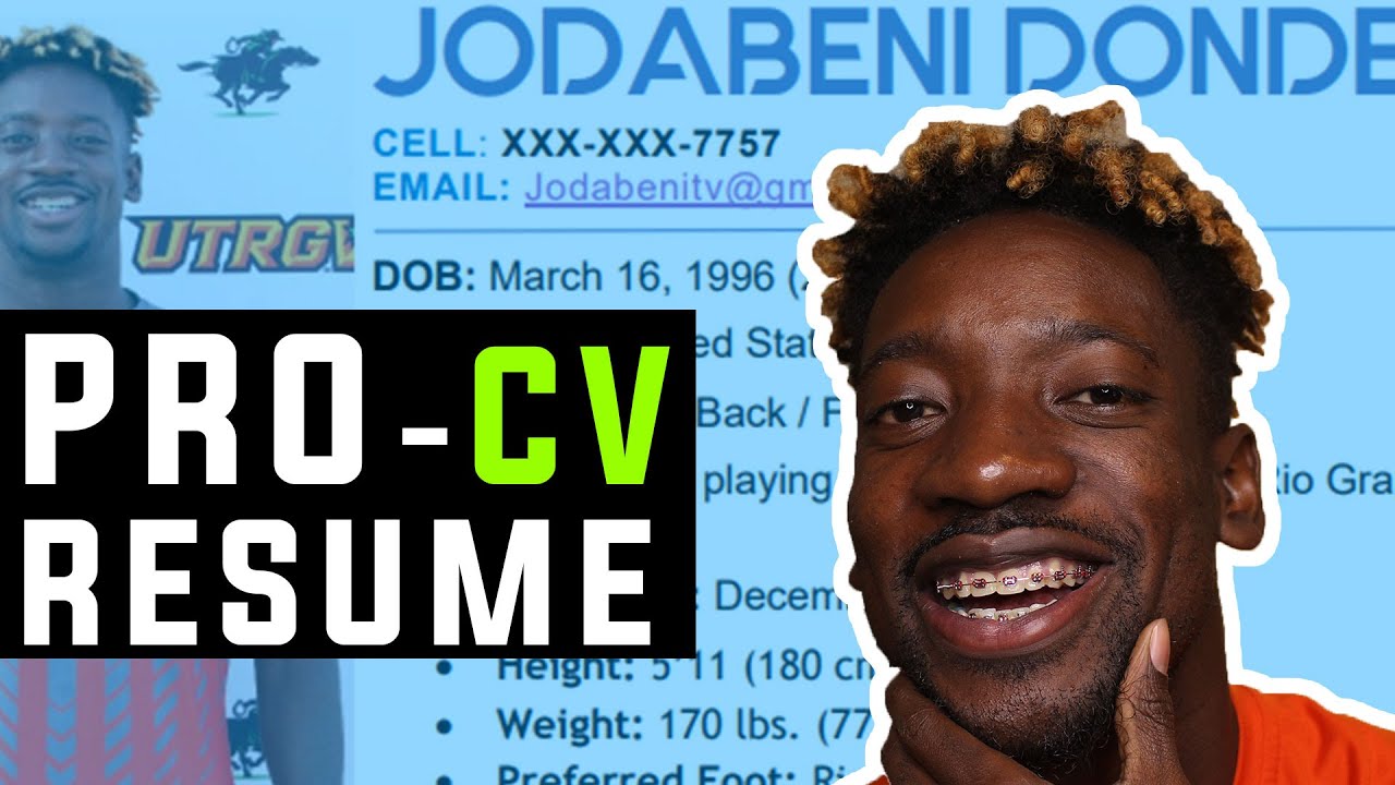 How to make a Professional Football CV Resume  and For College Football