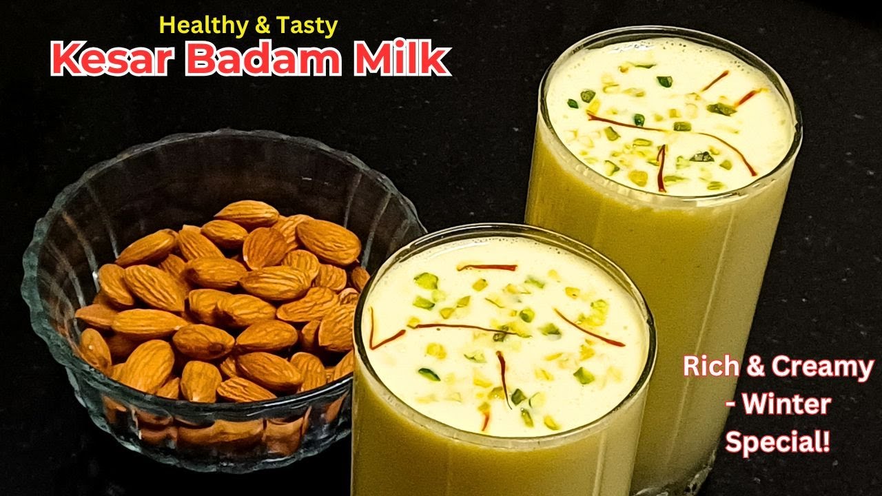 Badam Milk Recipe | Rich, Creamy, Saffron Almond Milk | Kesar Badam Milkshake | Badam Paal