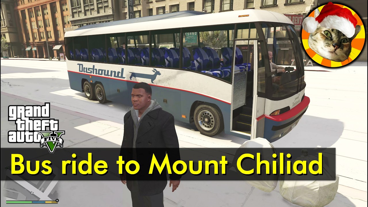 Long bus ride: Franklin goes to snowy Mount Chiliad | GTA V