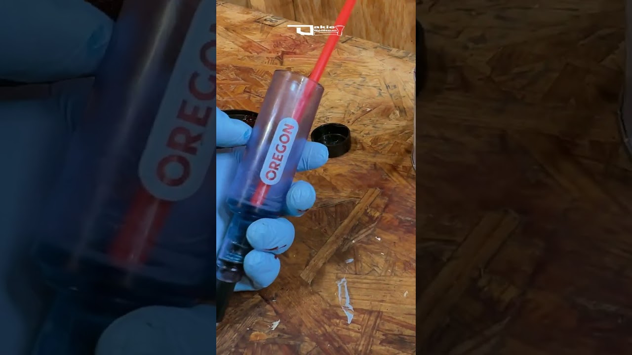 Save Some Money on Oregon Grease Gun with a Drinking Straw #chainsaw #diy #farm #firewood