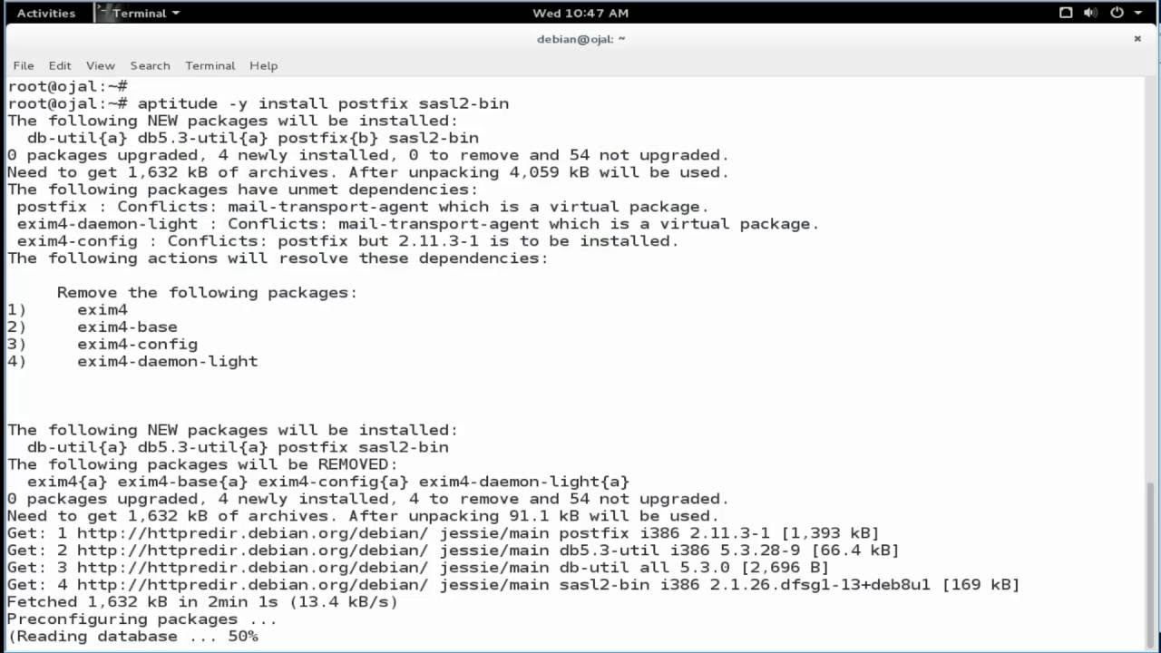 Postfix Install and configure in debian 8.5