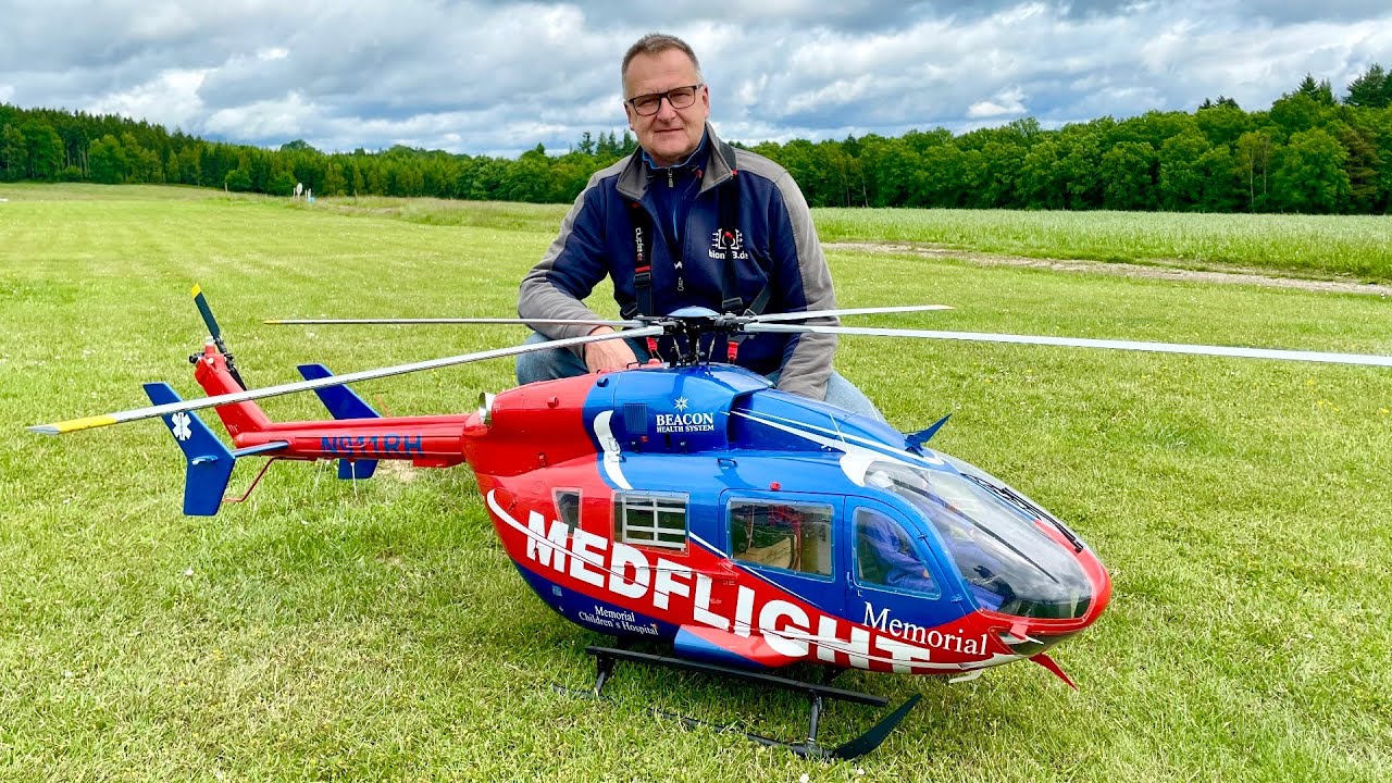very Beautiful Eurocopter EC145 Mediflight electrical RC Model Helicopter Flight Demonstration