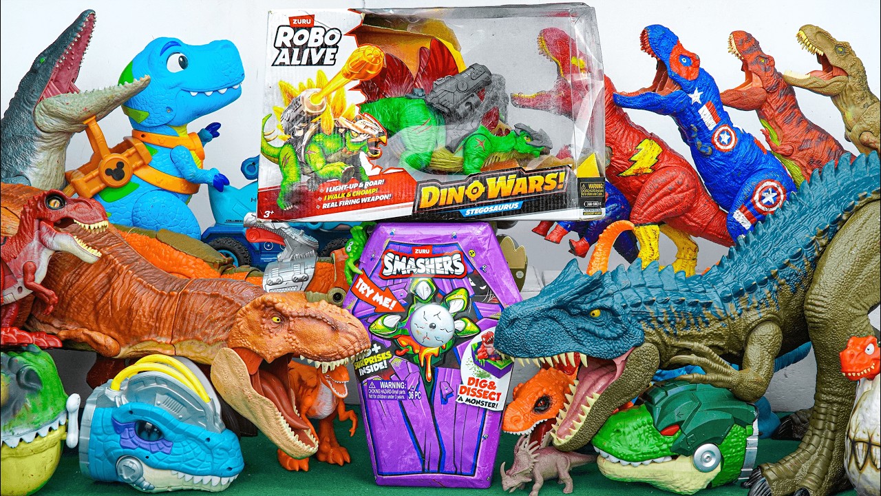 Jurassic World Unboxing Review ASMR | Mosasaurus Distortus Rex T-rex Therizinosaurus Giganotosaurus