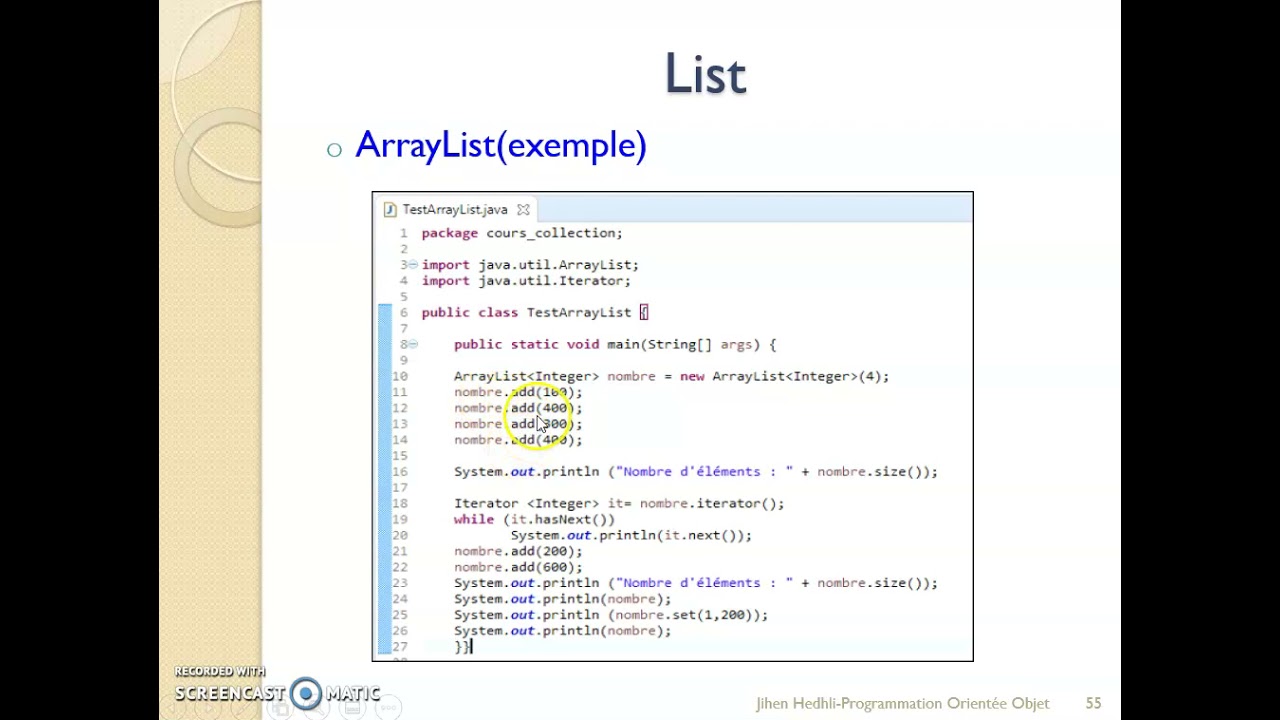 Les Collections La classe ArrayList