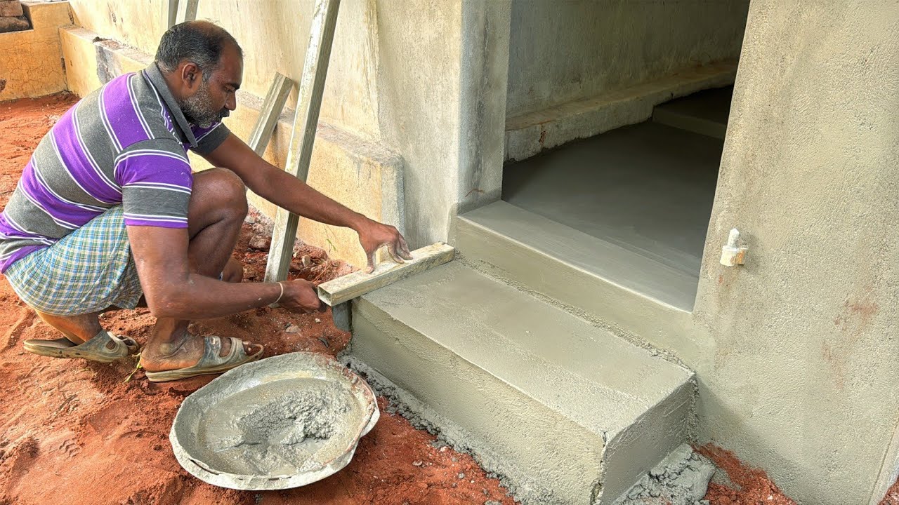 FormHouse Bathroom Step Build and Plastering with Cement |Outdoor Bathroom Step Design 